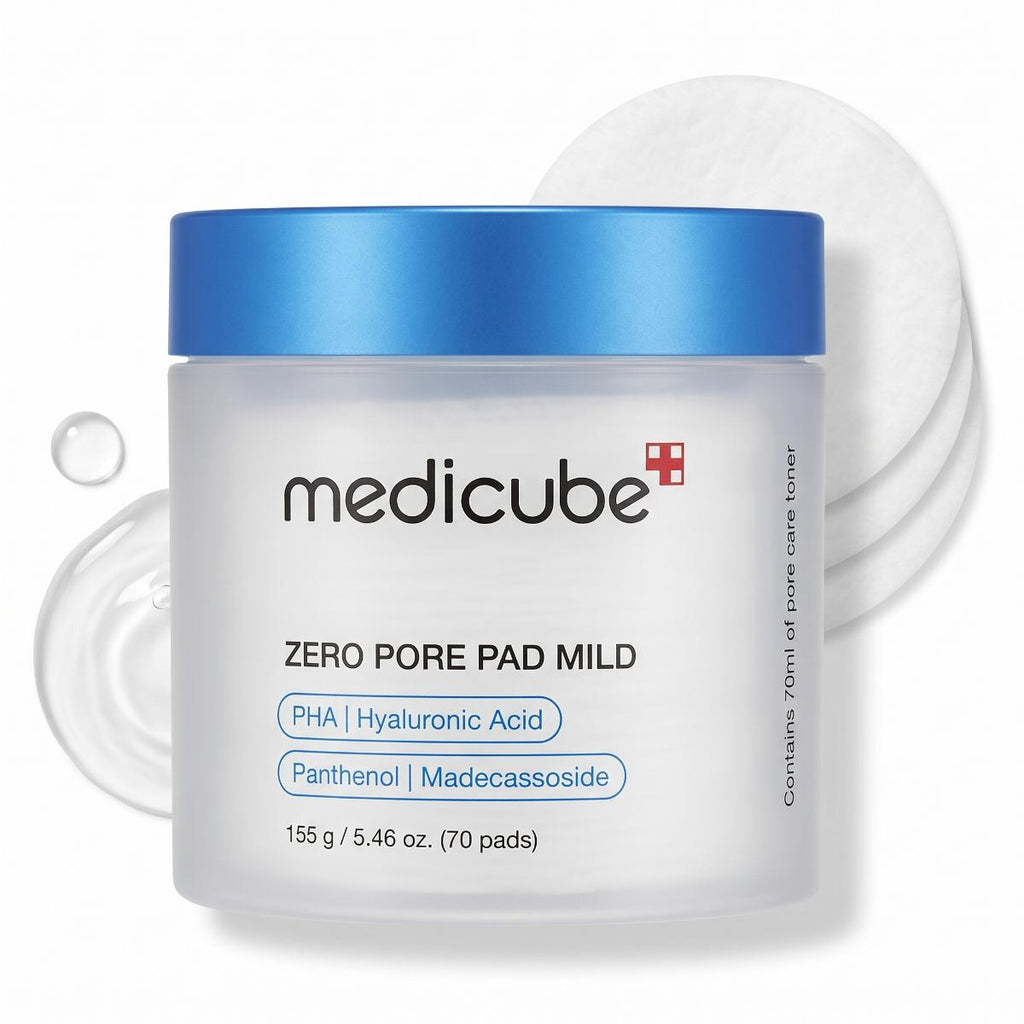 Medicube Zero Pore Pad Mild 70 pads with PHA hyaluronic acid panthenol and madecassoside
