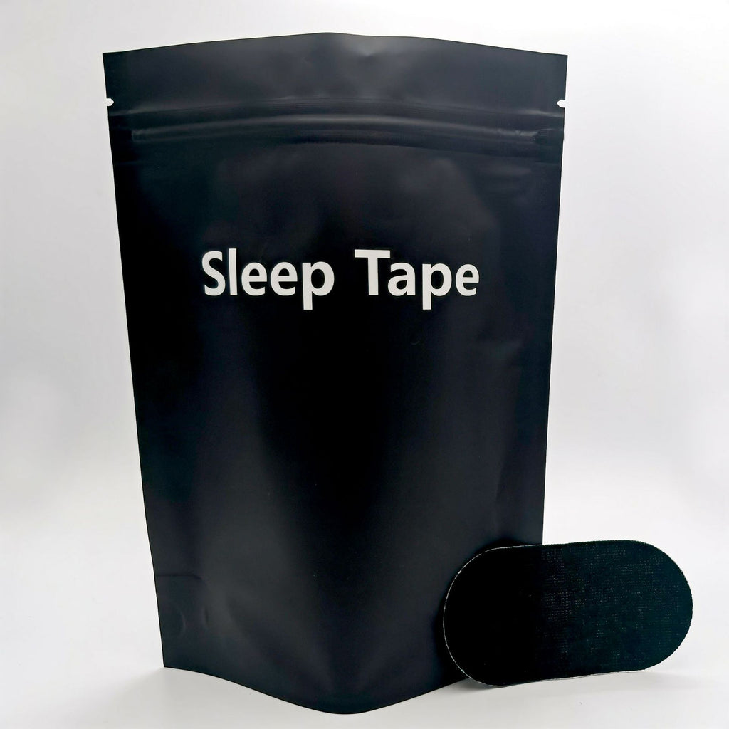 Anti-Mouth-Opening Tape Black variant — Sleep Tape black pouch with black oval patch 30pcs — Glow Ritual

