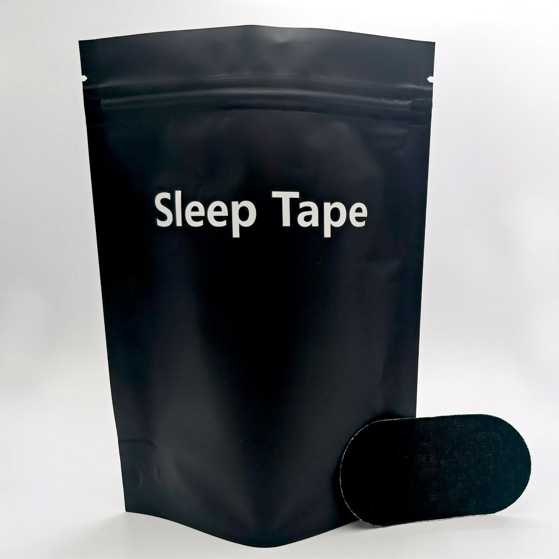 Anti-Mouth-Opening Tape Black variant — Sleep Tape black pouch with black oval patch 30pcs — Glow Ritual

