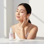 Asian woman applying Eucerin Even Radiance Moisturizer on face, brightening skincare routine — Glow Ritual
