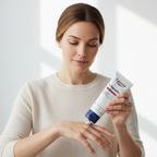 Western woman applying Eucerin Aquaphor Repairing Ointment on dry hands, intensive skin repair — Glow Ritual
