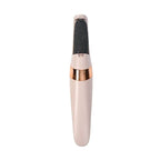 Pink rechargeable electric callus remover with rose gold accent and coarse roller head

