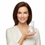 Western woman holding Eucerin Even Radiance Moisturizer bottle, premium brightening skincare — Glow Ritual
