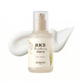 SKINFOOD Rice Brightening Serum 55ml frosted pump bottle with rice stalk illustration, K-beauty brightening serum for glass skin
