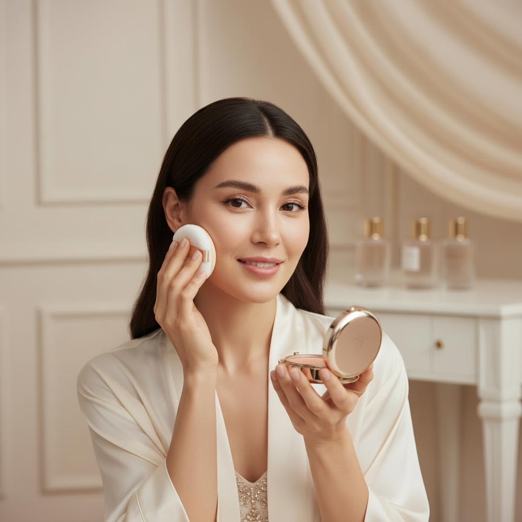 TIRTIR Ai Filter Cushion – shade 3 lifestyle model close-up

