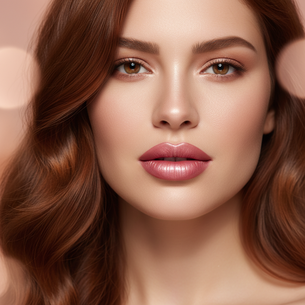 Close-up of defined lips wearing Chanel Rouge Coco satin lipstick — rich hydrating color
