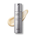 IOPE Men All Day Perfect All-in-One 120ml – silver metallic pump bottle with cream texture swatch on white background
