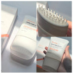 Lilyeve Scalp Essence Shampoo unboxing scene showing product inside open white box with orange accent
