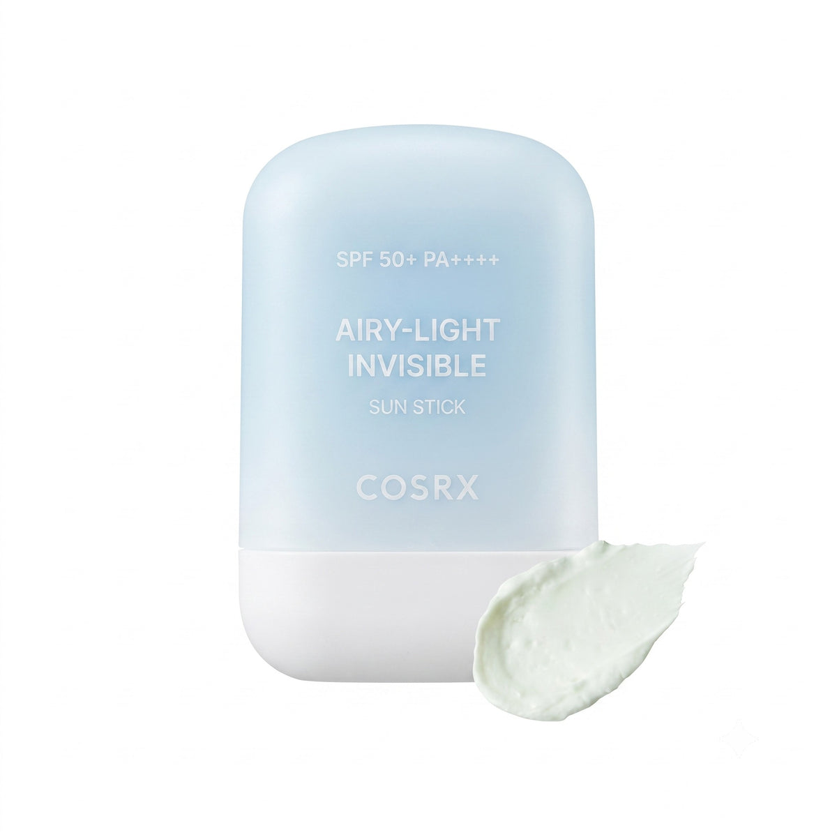 COSRX Airy-Light Invisible Sun Stick SPF50+ PA++++ 19g – Powder blue compact sun stick with zero white cast for lightweight invisible SPF protection
