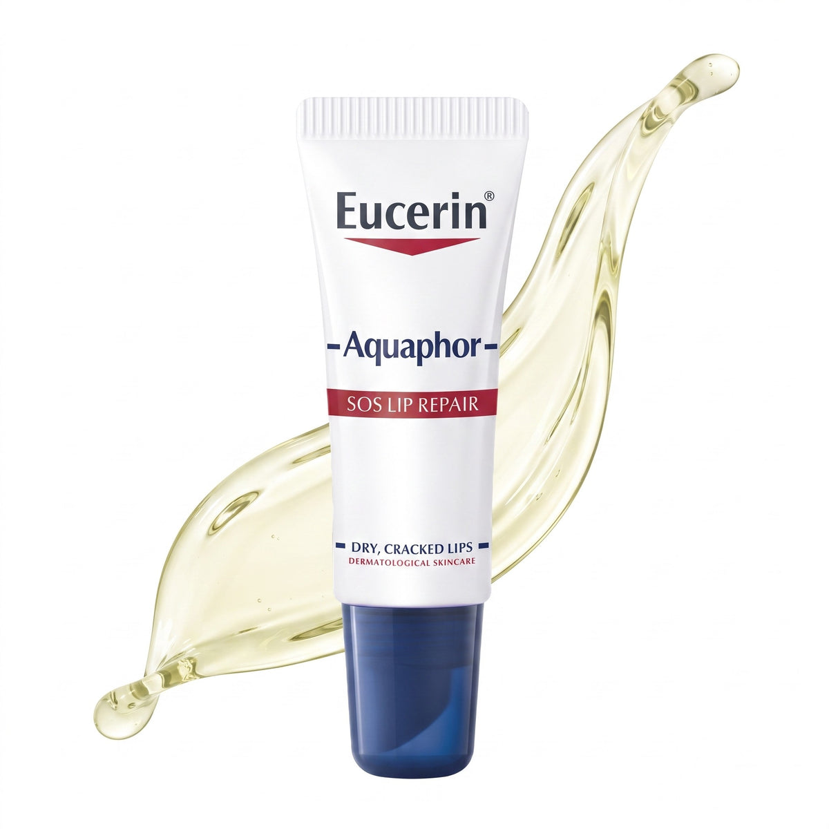 Eucerin Aquaphor SOS Lip Repair 10ml white tube with navy cap — Glow Ritual
