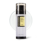 COSRX Advanced Snail Radiance Dual Essence 80ml – Transparent pump bottle with black cap and yellow label for skin radiance and hydration
