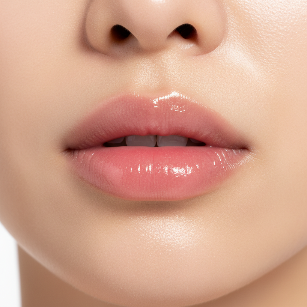 Korean woman with beautifully soft moisturized lips after Eucerin Aquaphor SOS Lip Repair — Glow Ritual
