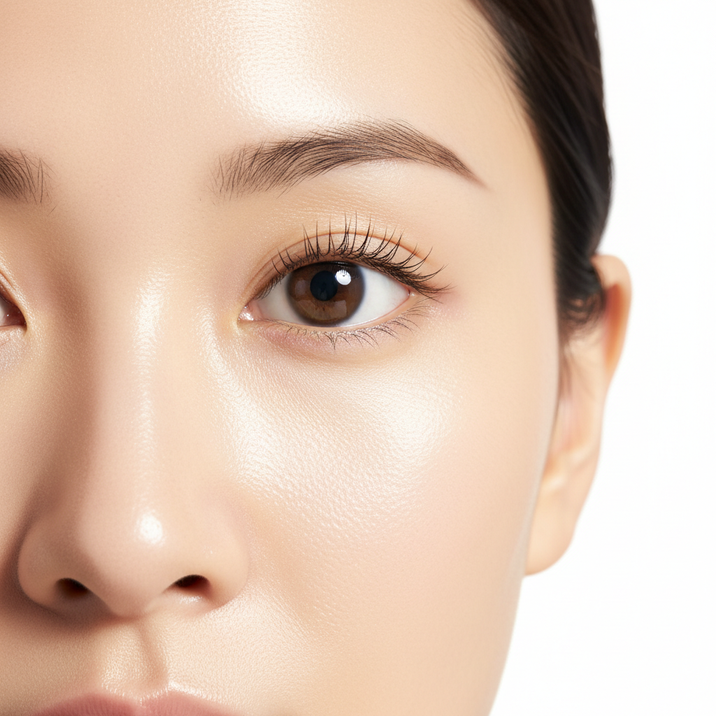 Korean woman with bright luminous clear eyes after Eucerin Even Radiance Dark Circle Eye Cream — Glow Ritual

