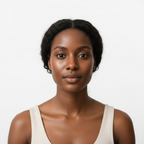 Black woman with radiant glowing skin facing forward after SKINFOOD Shine Muscat Cica Daily Mask — Glow Ritual
