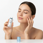 Caucasian woman applying MEDICUBE Zero Pore Serum 2.0 to her face with fingertips for pore care
