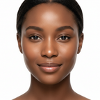 Black woman with clear radiant skin after using SKINFOOD Cica BHA Serum, confident beauty result, glowing complexion
