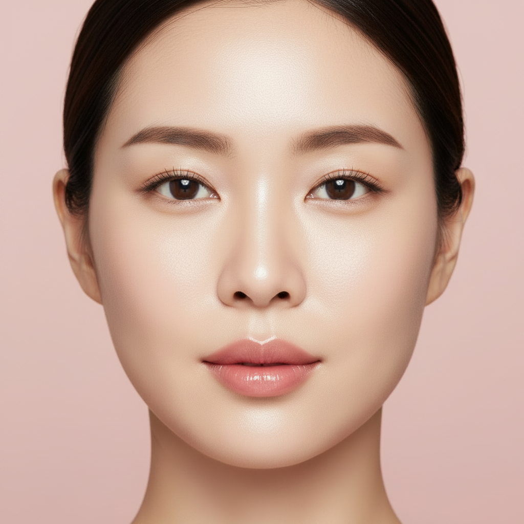 Asian woman with radiant glowing skin after using MEDICUBE PDRN Pink Collagen Multi Balm
