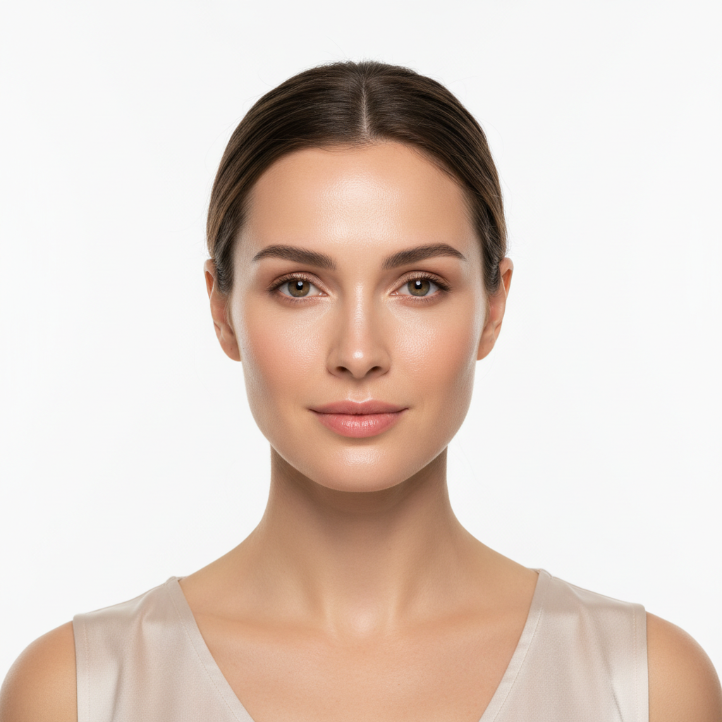 Western woman with glowing calm skin facing forward after Blanc Nature Heartleaf Toner routine — Glow Ritual
