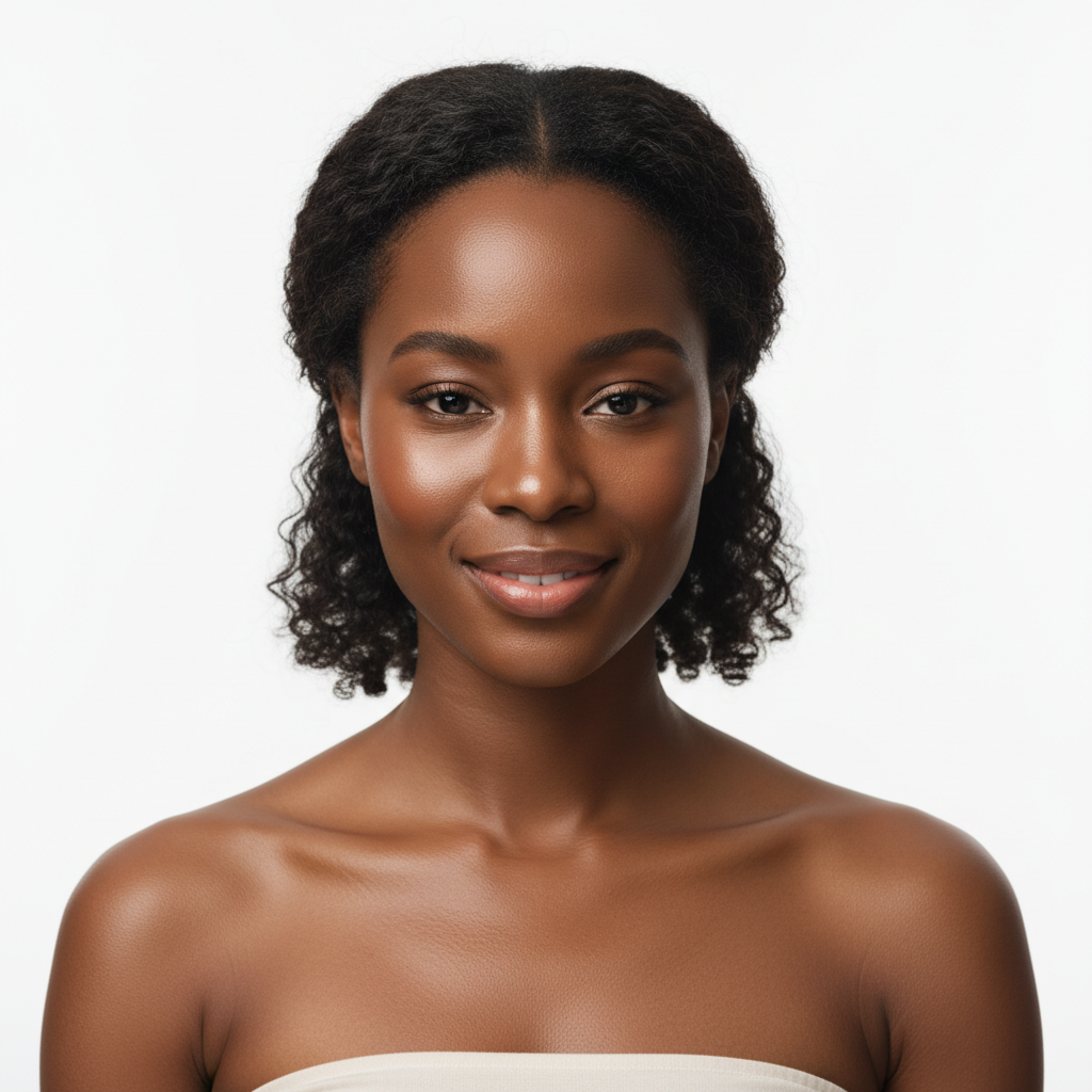 Black woman with fresh clean radiant skin after Eucerin Dermo Repair Solution Toner — Glow Ritual
