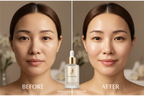 Western model before and after using Beauty of Joseon Revive Serum showing visibly brighter plumper glowing skin result
