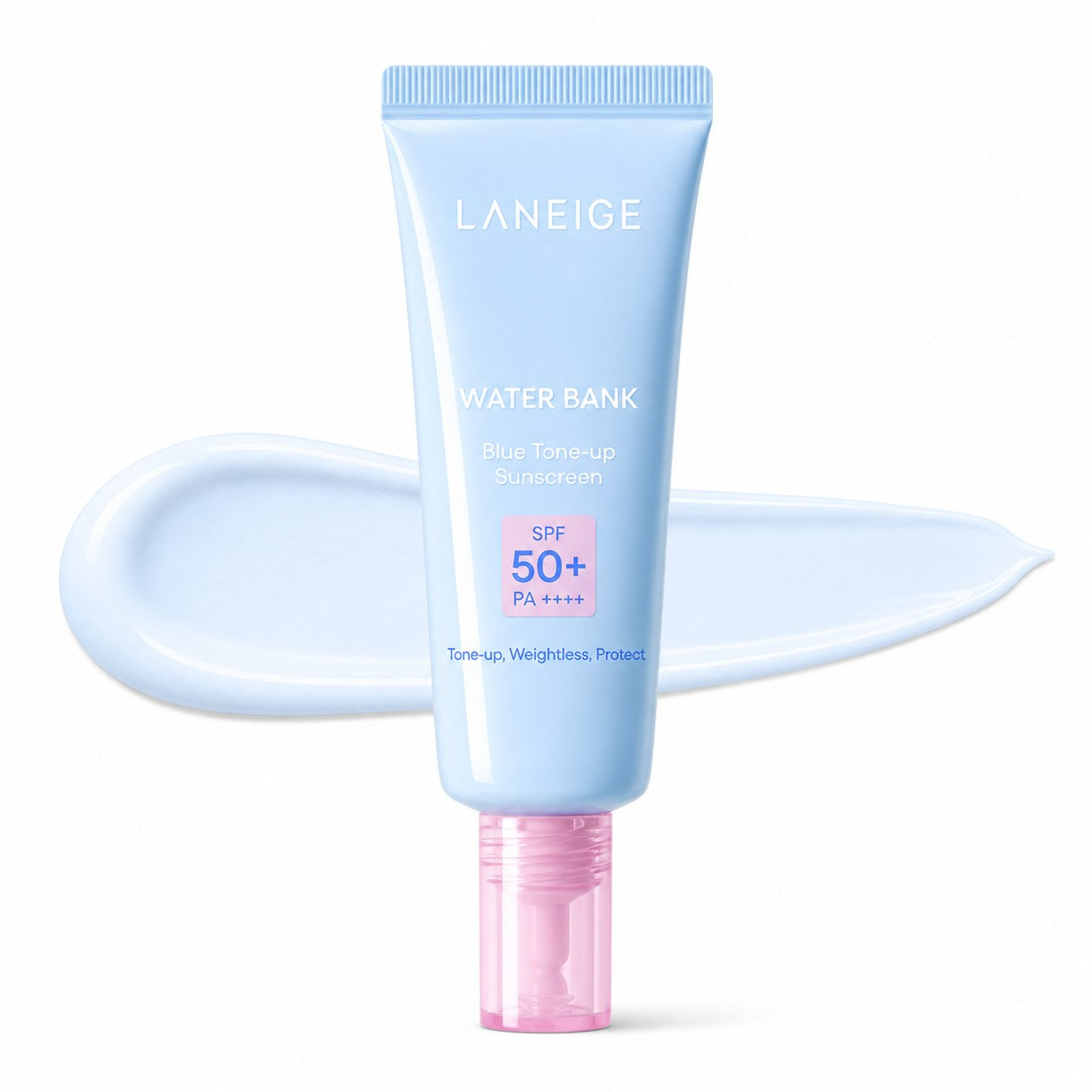 LANEIGE Water Bank Blue Tone-up Sunscreen 50ml – Soft blue Korean sunscreen with SPF50+ PA++++ for tone-up effect, hydration, and daily UV protection
