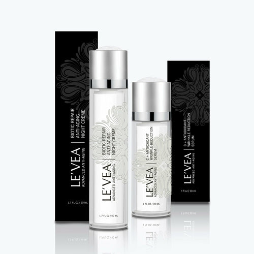 LE'VEA Vitamin C Serum and Night Repair Cream — complete anti-aging duo
