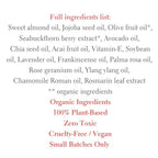 Superfood Oil Serum 30ml skincare bottle surrounded by natural superfood ingredients on white background
