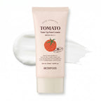 SKINFOOD Tomato Tone Up Sun Cream 50ml SPF50+ PA+++ beige tube with cream swatch — Glow Ritual
