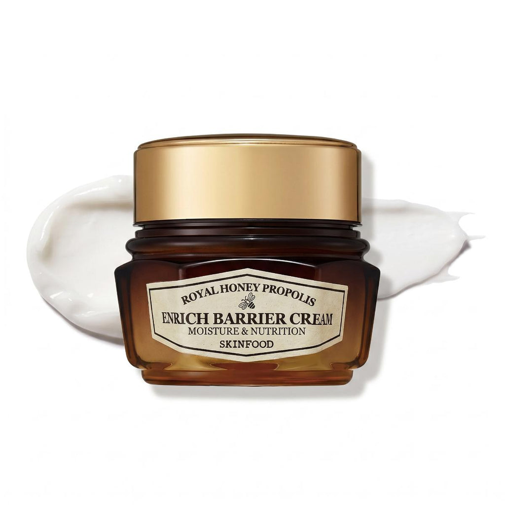 SKINFOOD Royal Honey Propolis Enrich Barrier Cream 63ml dark amber jar with gold lid
