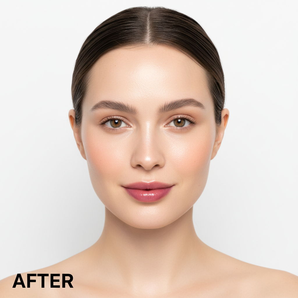 AFTER – Western model with glowing dewy skin after using TIRTIR Mask Fit Make-up Fixer 80ml
