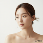 AFTER – Korean model with radiant glowing even skin tone after TIRTIR Mini All Cover Pink Cushion application
