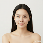 AFTER – Korean model with luminous flawless complexion after TIRTIR Mini All Cover Pink Cushion foundation
