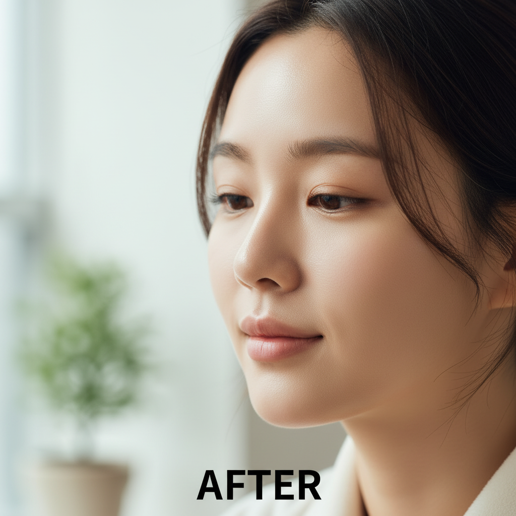 LANEIGE Water Bank Blue Hyaluronic Eye Cream 25ml – Korean model AFTER with bright plump refreshed under-eye area after Water Bank Blue Hyaluronic Eye Cream routine
