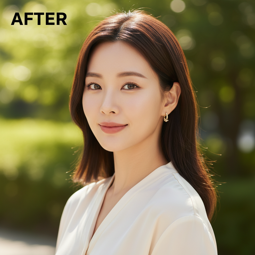 TIRTIR Mini AI Filter Cushion 4.5g – AFTER Korean model radiant completed look
