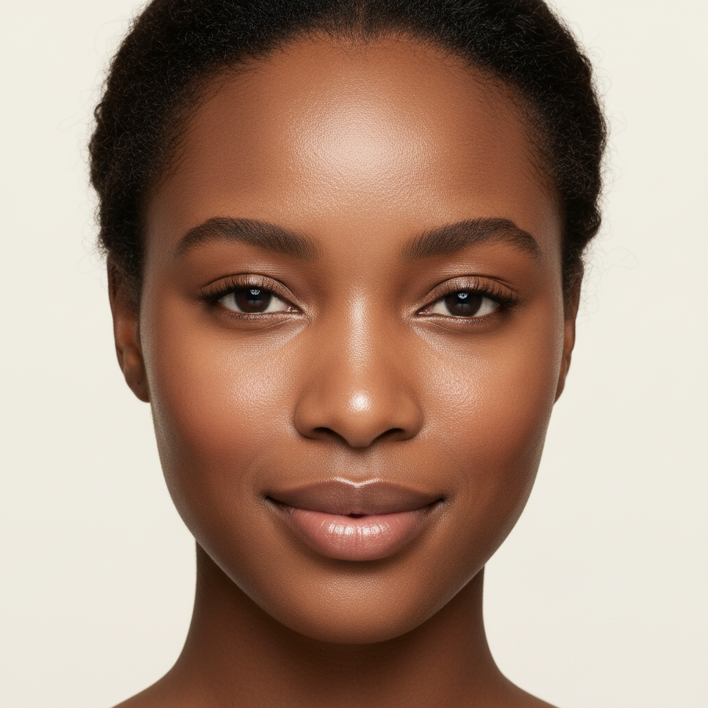 SKINFOOD Yuja C Toner After – Black model with visibly brighter, even skin after dark spot treatment
