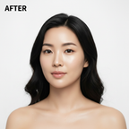 Asian woman – AFTER using Biodance Collagen Peptide Jelly Serum Mist, radiant plump glass skin
