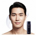 Asian male model after using IOPE Men Bio Conditioning Essence, visibly revitalized and glowing skin, even skin tone result
