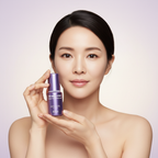 Refined Asian woman holding BIO HEAL BOH PROBIODERM™ Collagen Remodeling Serum bottle – Korean collagen serum for skin elasticity and firmness
