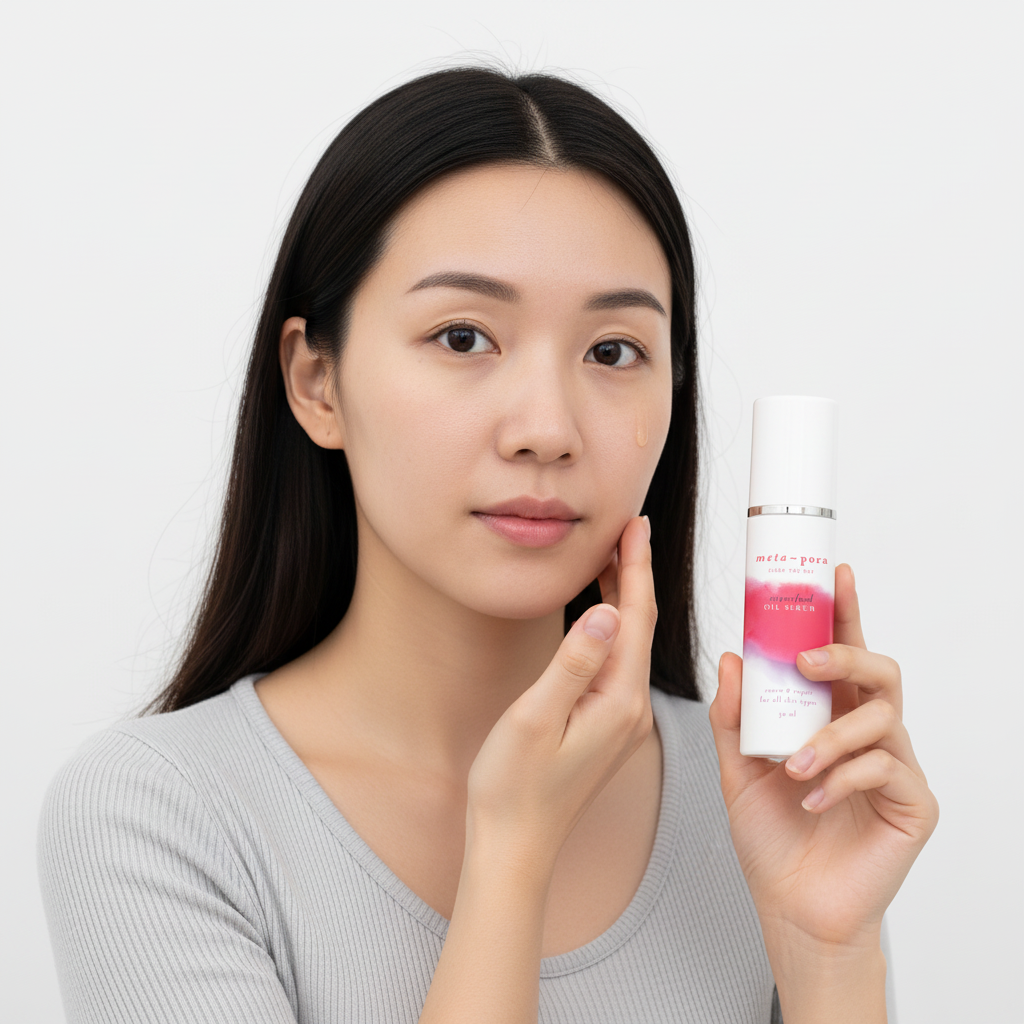 Asian woman before and after using Superfood Oil Serum, visibly brighter and more radiant skin, K-beauty skincare
