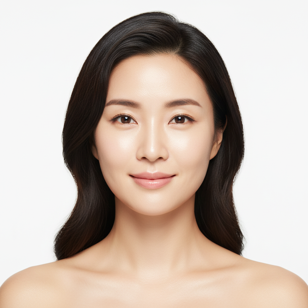 Asian woman with luminous clear skin after SG Hemp Serum skincare routine — Glow Ritual beauty results
