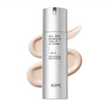 IOPE Men All Day Perfect Tone Up All-in-One 120ml — silver pump bottle with cream swatch on white background, SPF 15 revitalizing brightening formula
