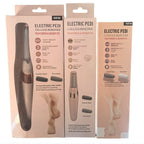 Electric Pedi callous remover packaging showing dual speed, built-in light and 2 roller heads
