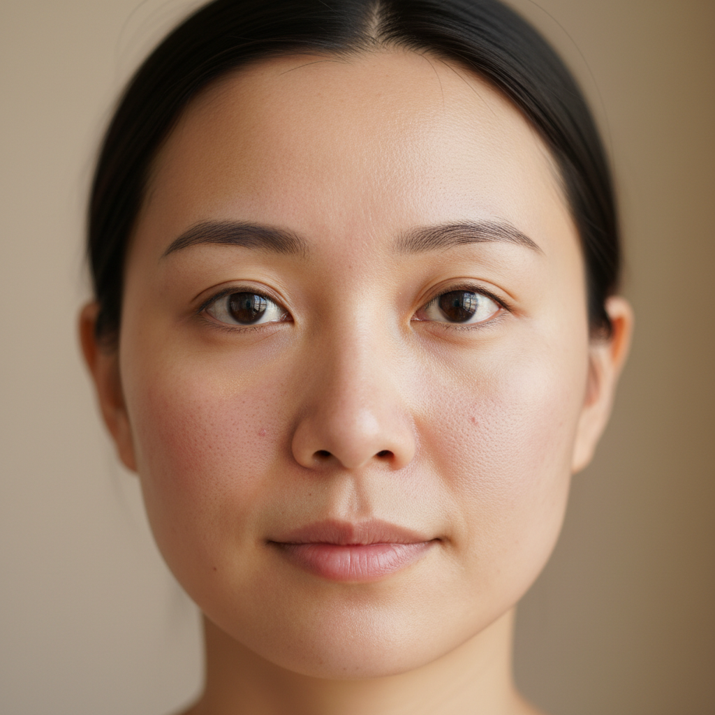 Before using SKINFOOD Cica BHA Serum: close-up of skin with visible pores and redness, acne-prone skin concern

