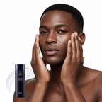 Black male model applying IOPE Men Bio Conditioning Essence, hydrating men's essence, premium Korean skincare for all skin types
