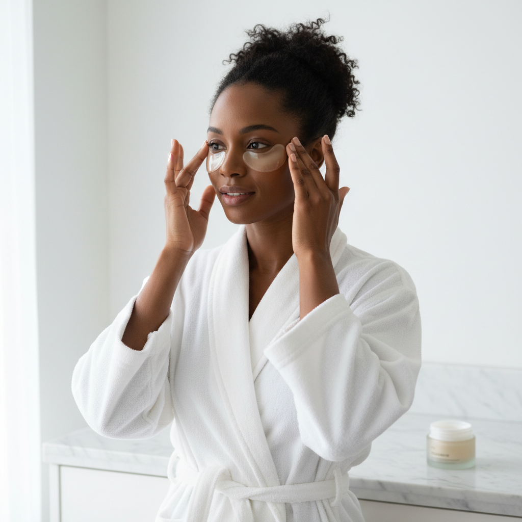 Radiant glowing under-eye skin after Beauty of Joseon Revive Under Eye Patch hydrogel eye mask treatment
