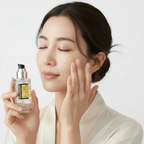 COSRX Advanced Snail Radiance Dual Essence 80ml – Korean model applying essence to face BEFORE treatment for skin barrier repair and hydration
