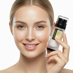 COSRX Advanced Snail Radiance Dual Essence 80ml – Western model holding bottle next to face for glowing radiant skin
