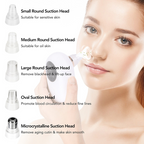 5 Interchangeable Suction Heads - Small Round, Medium Round, Large Round, Oval and Microcrystalline for All Skin Types
