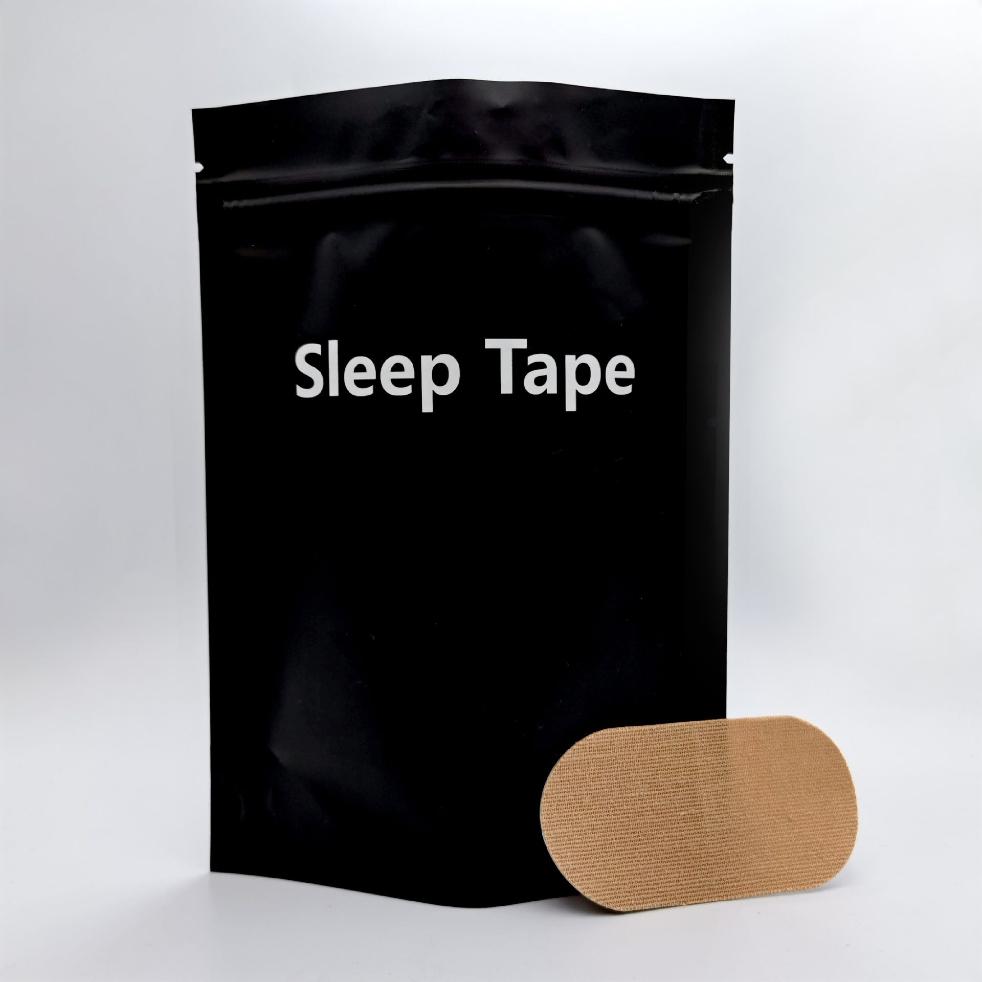 Anti-Mouth-Opening Tape Beige skin color variant — Sleep Tape black pouch with beige oval patch 30pcs — Glow Ritual

