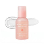 SKINFOOD Peach Cotton Zinc PCA Essence 50ml frosted pink bottle with clear gel swatch on white background
